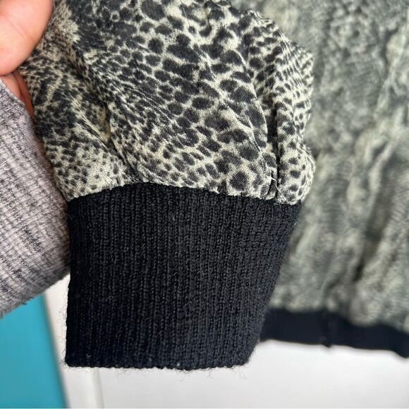 Free people lory bomber sheer wool trim animal print - Picture 3 of 10